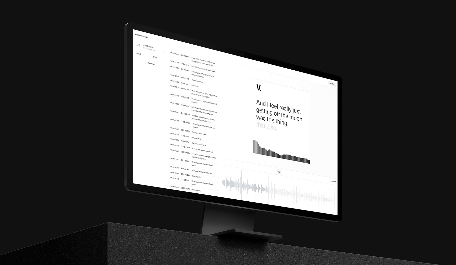 image of Frontify's audio transcription UI