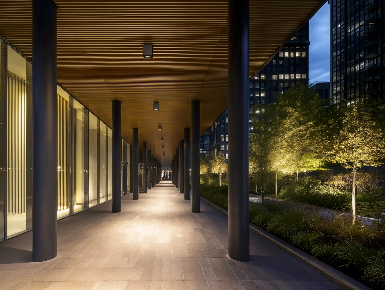 Een vogelperspectief van de Axyl Opera drive-over grondinbouwverlichting.