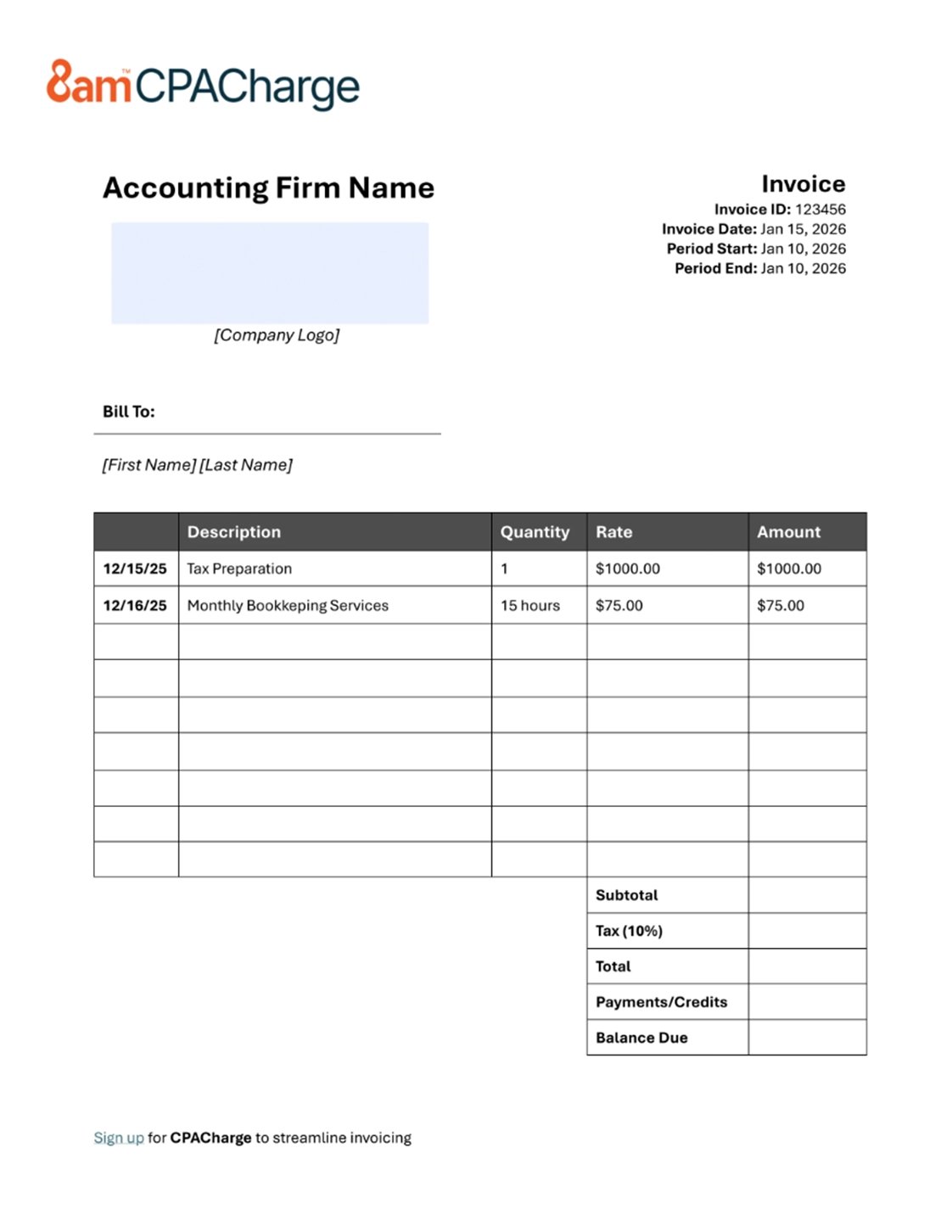 Accounting invoice template - image