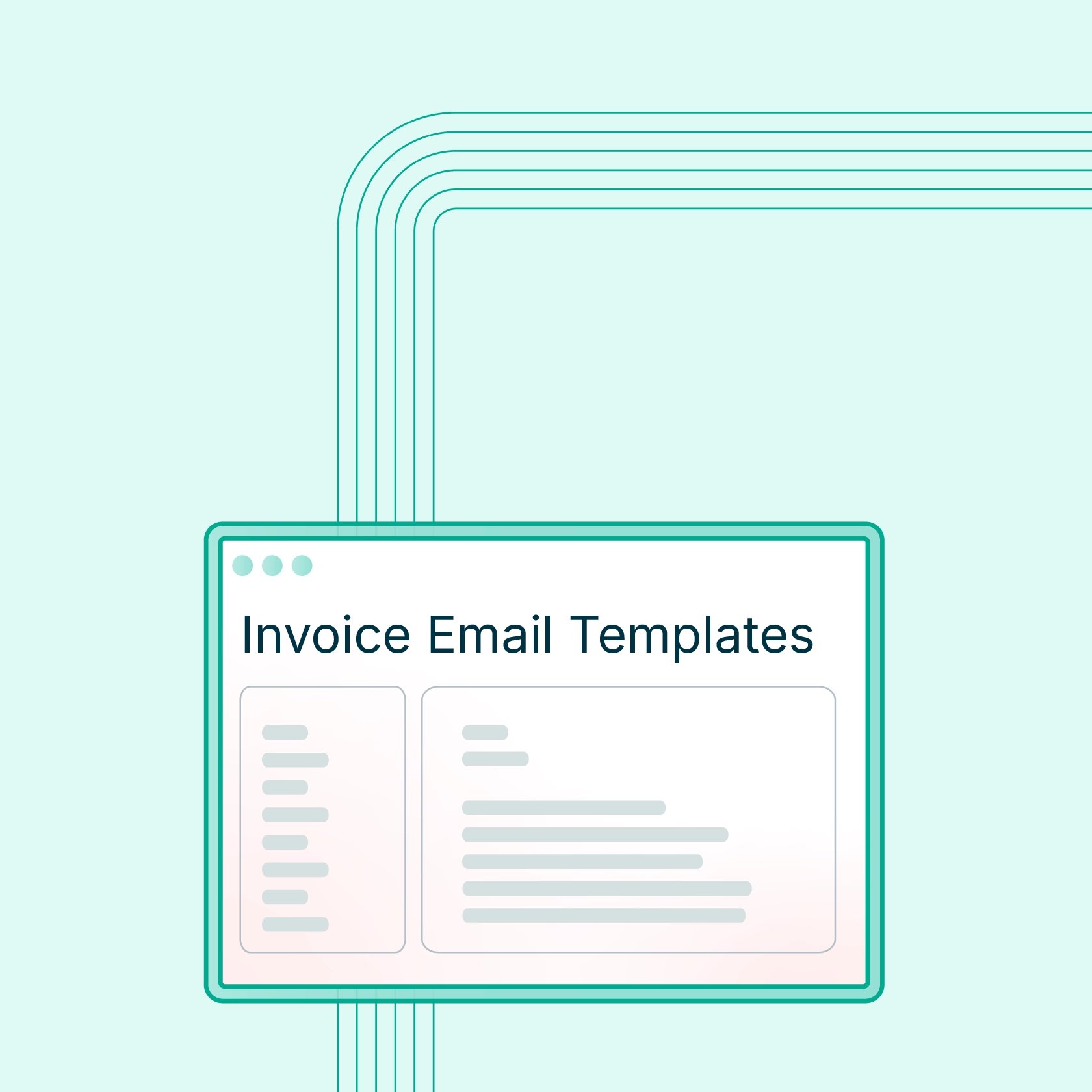 Graphic of invoice email templates for law firms with sample message layouts.