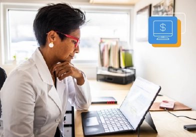 Accountant working virtually from laptop