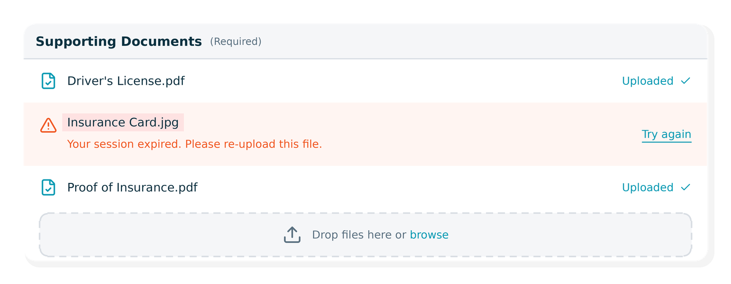 UI showing where file errors occured