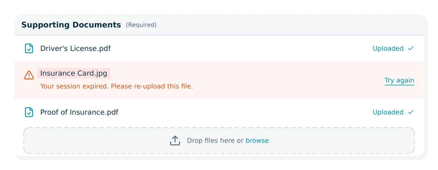UI showing where file errors occured