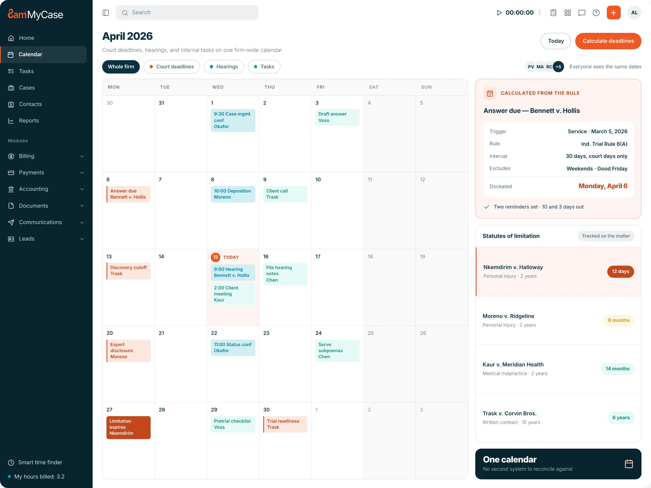 dashboard for docketing systems