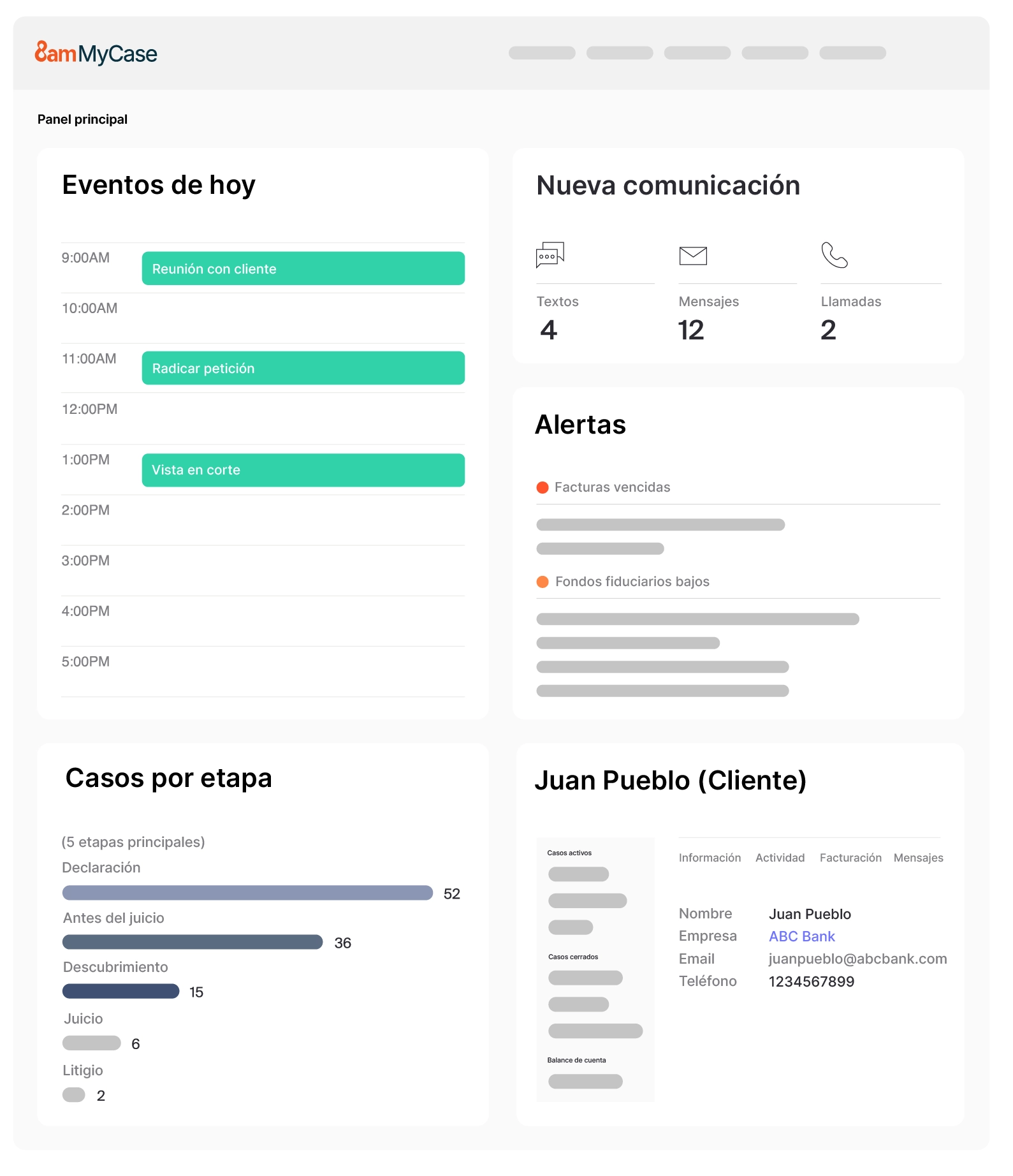 MyCase Dashboard - Spanish