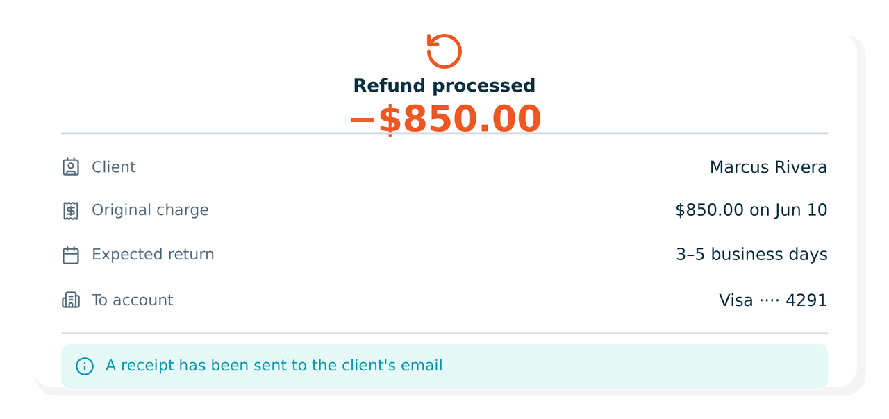 Refund Receipt for Client
