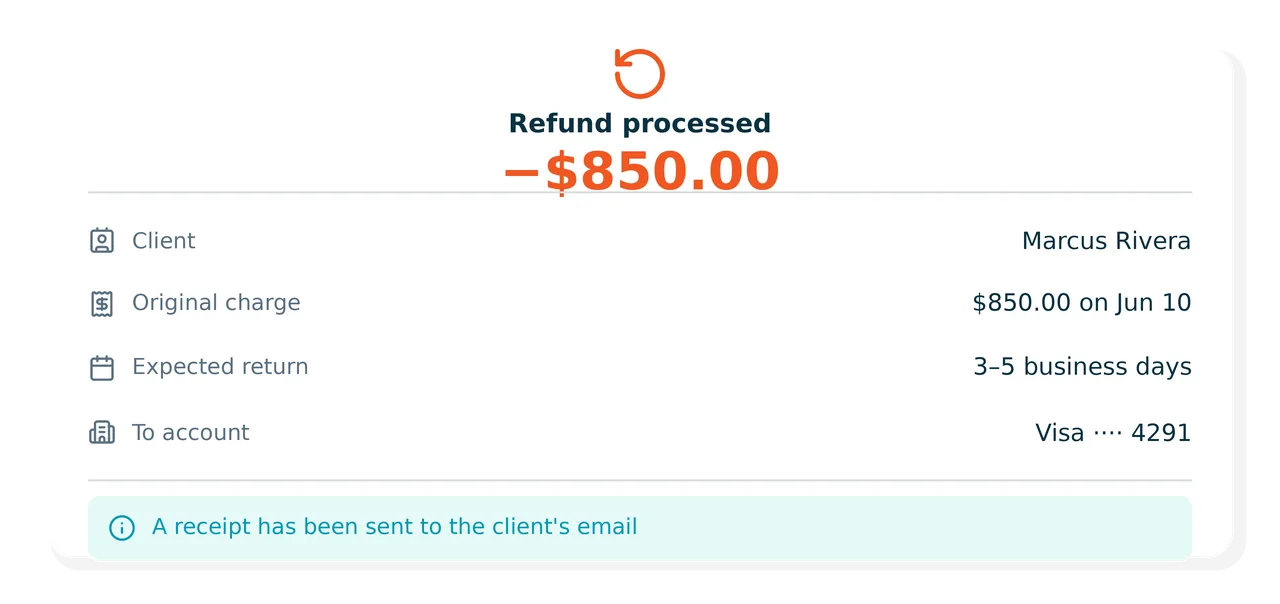 Refund Receipt for Client