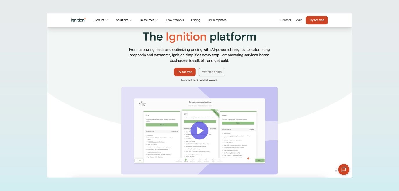 Ignition home page