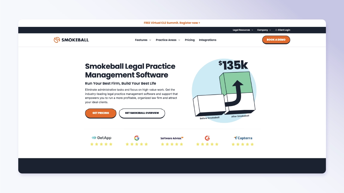 Smokeball homepage screenshot