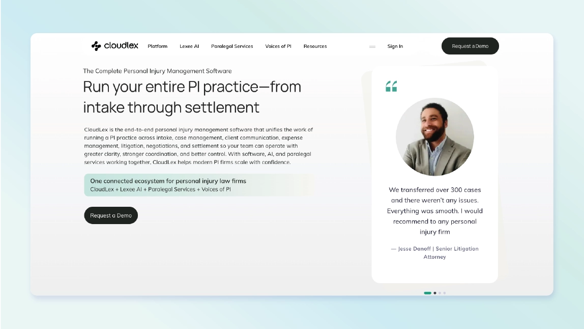 CloudLex homepage screenshot