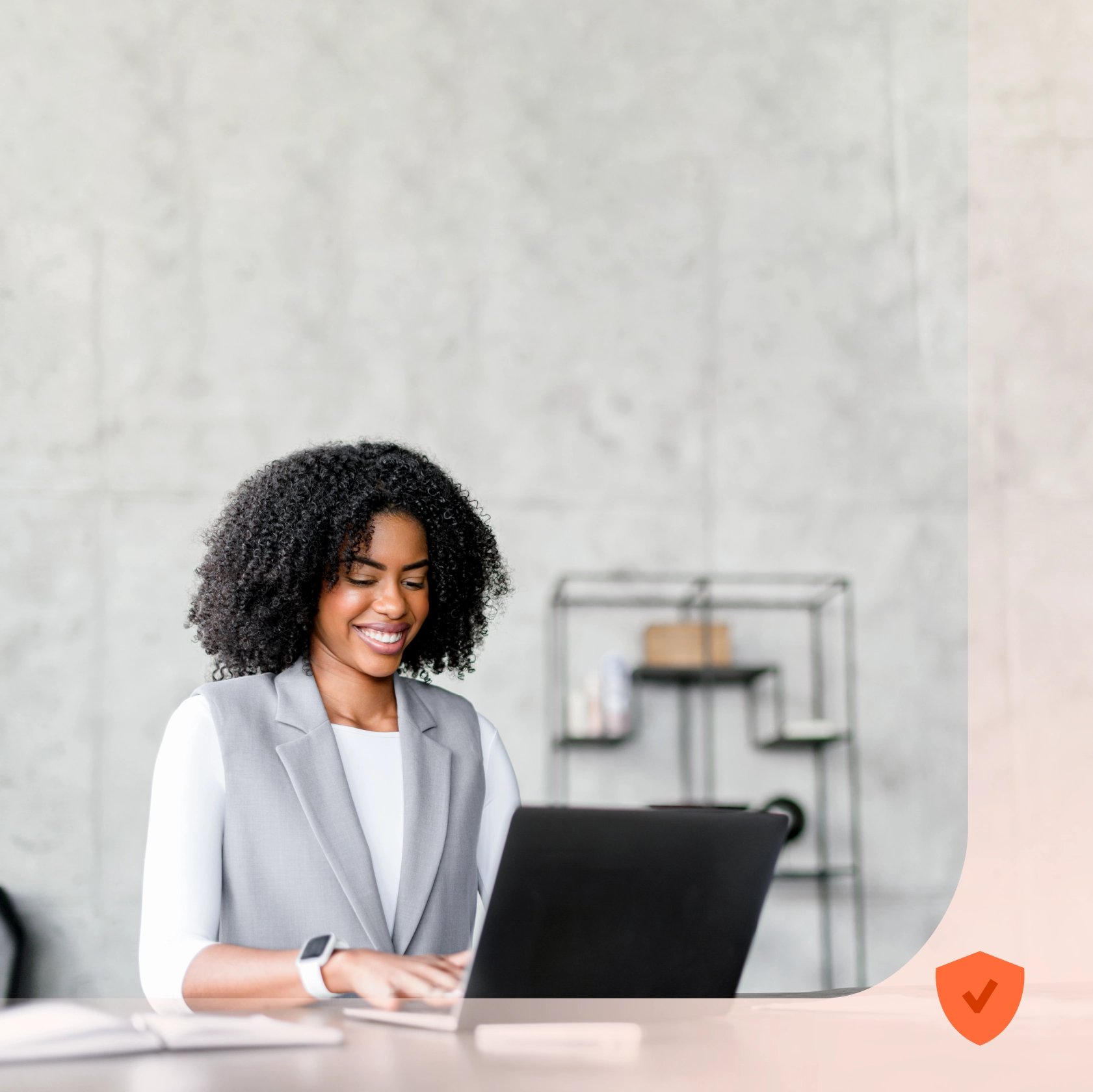 Business professional securely handling client payment data on a laptop