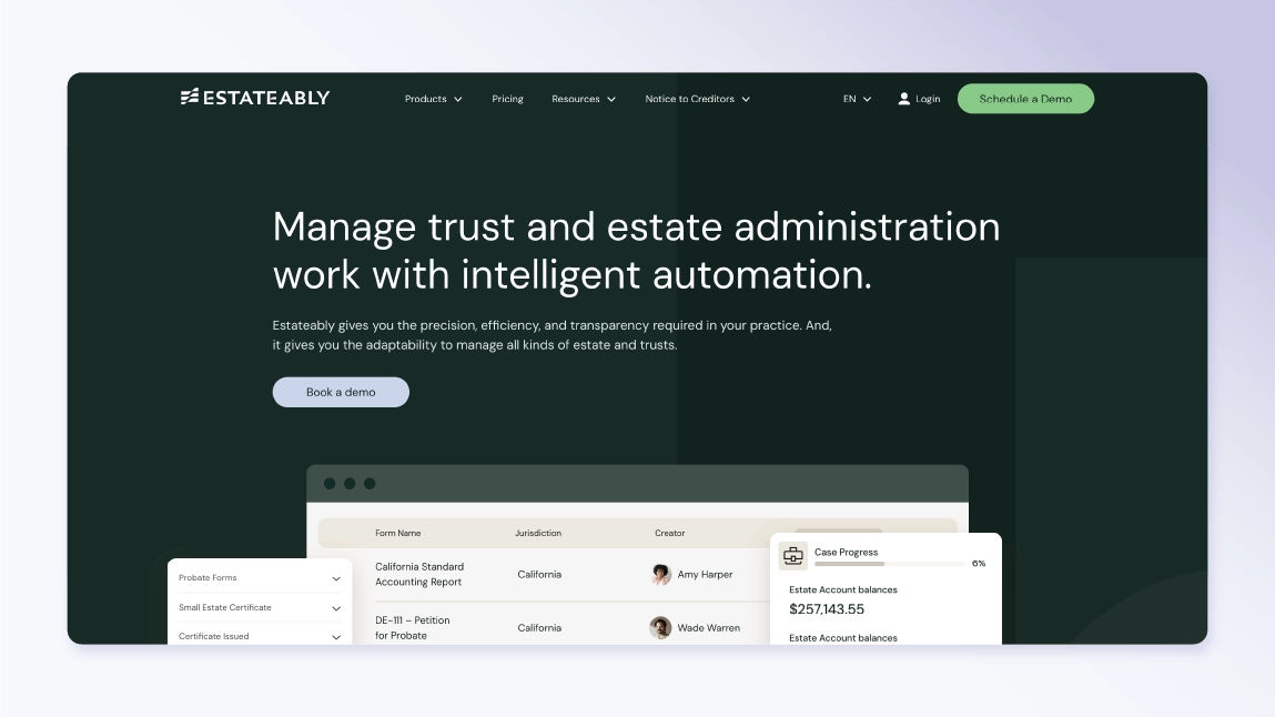 Estateably homepage screenshot