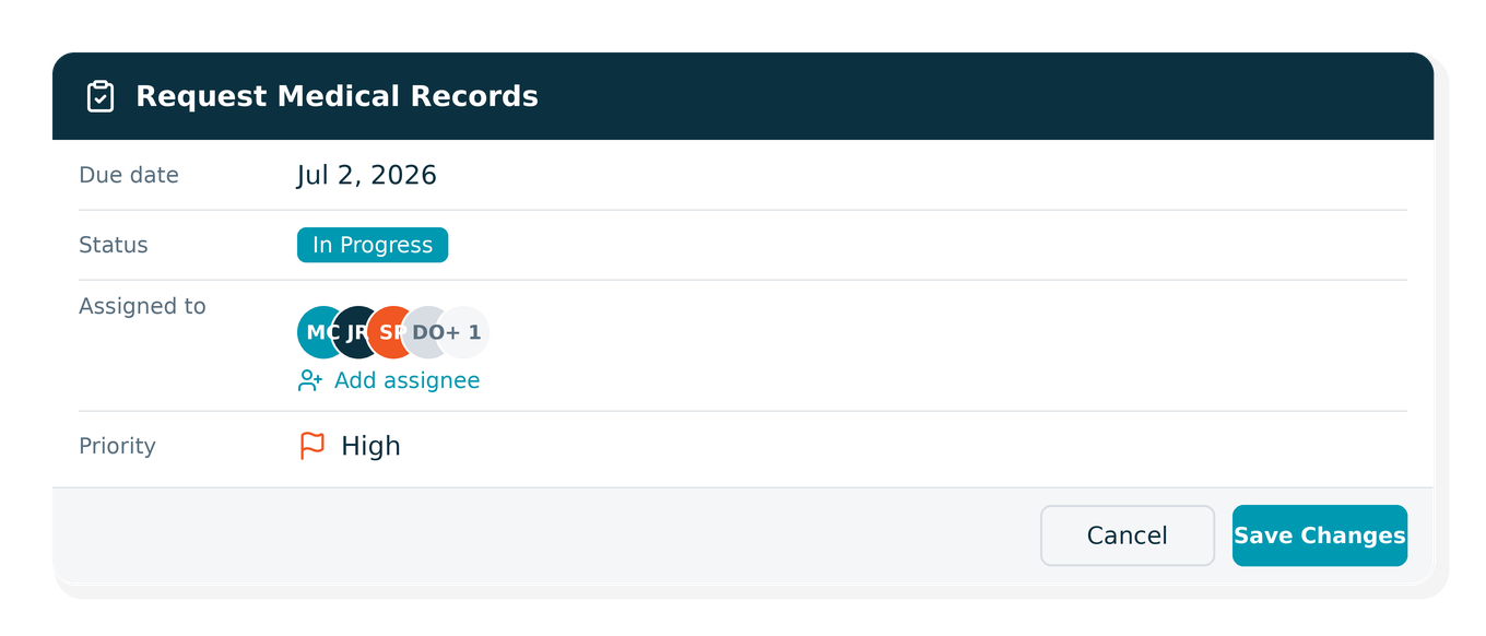 Assign multiple tasks to caseworkers in CasePeer Screen