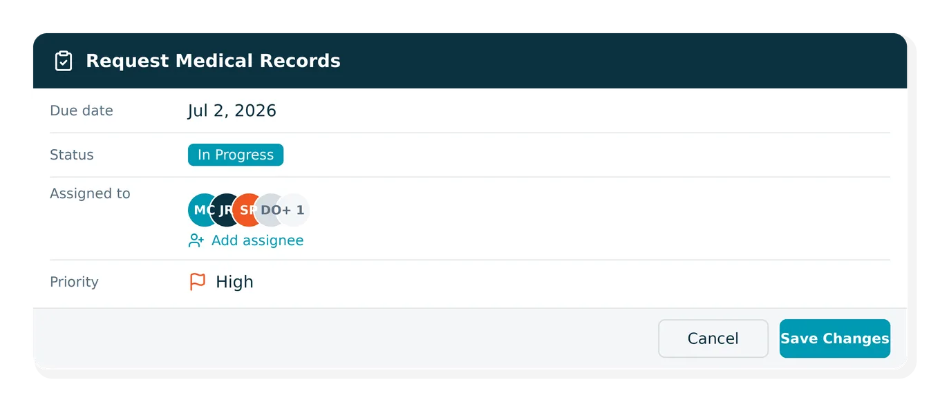 Assign multiple tasks to caseworkers in CasePeer Screen