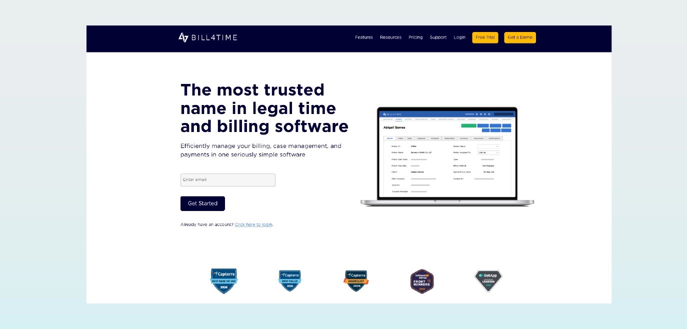 Bill4time homepage screenshot