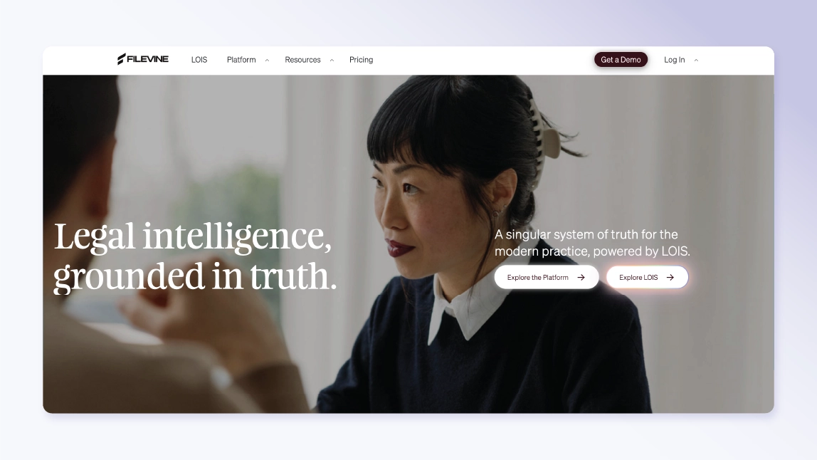 Filevine homepage screenshot