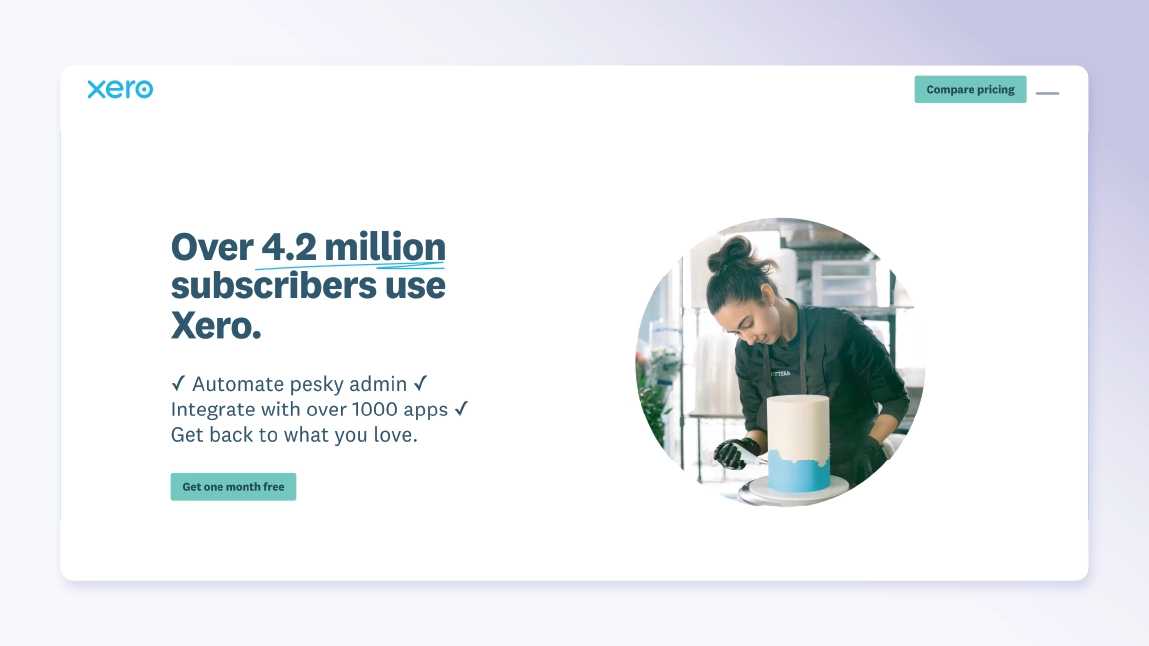 Xero homepage screenshot