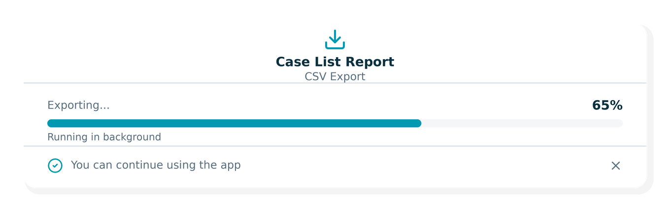 Export large reports UI in the background