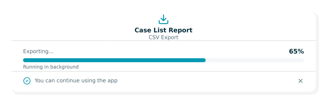Export large reports UI in the background
