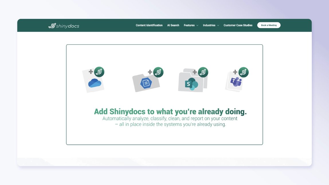Shinydocs Homepage screenshot