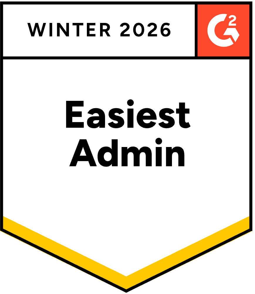 G2 badge indicating Easiest Admin