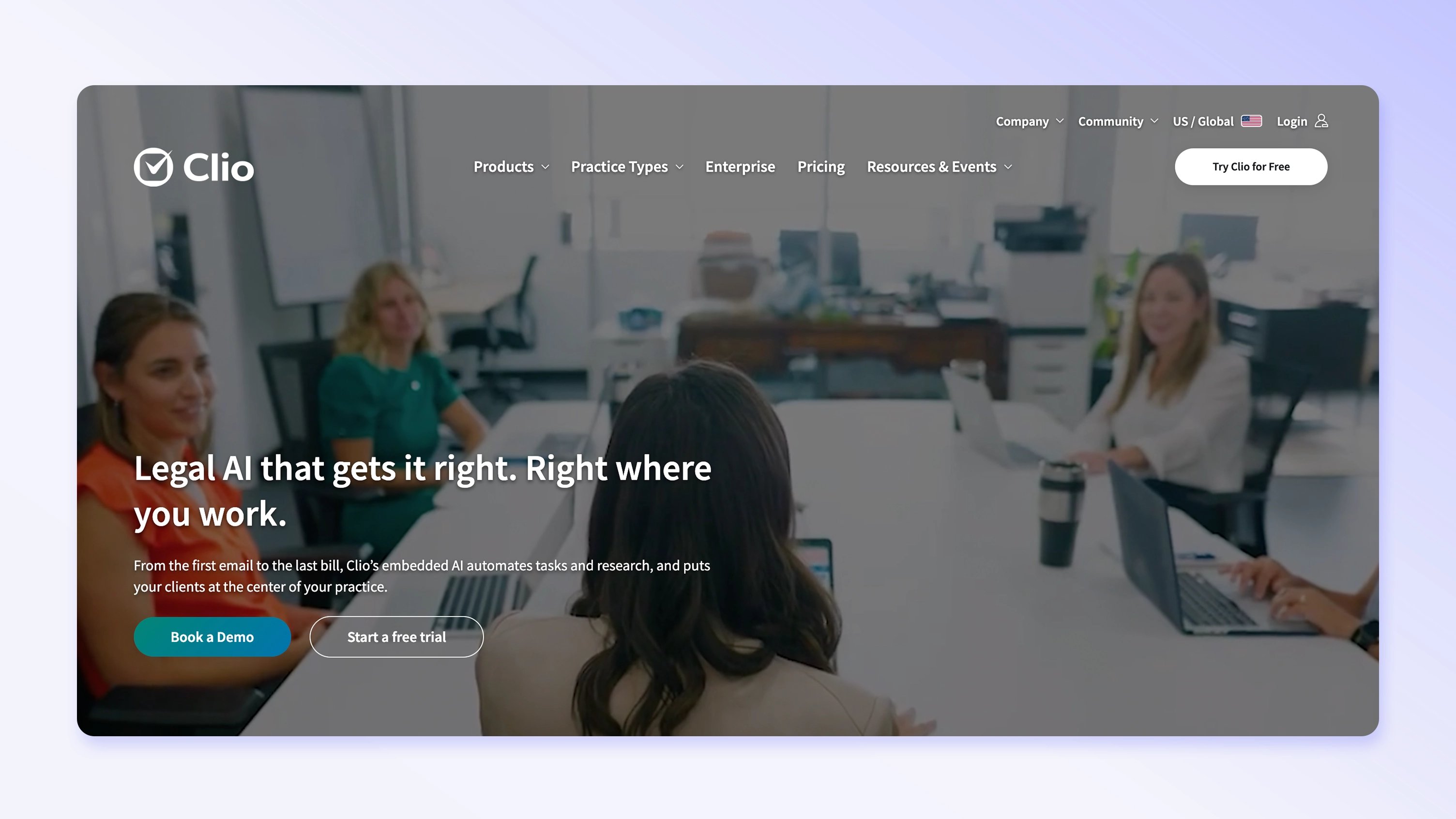 Clio homepage screenshot