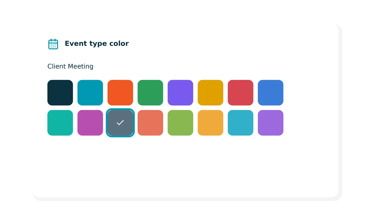 MyCase Calendar Color coded 