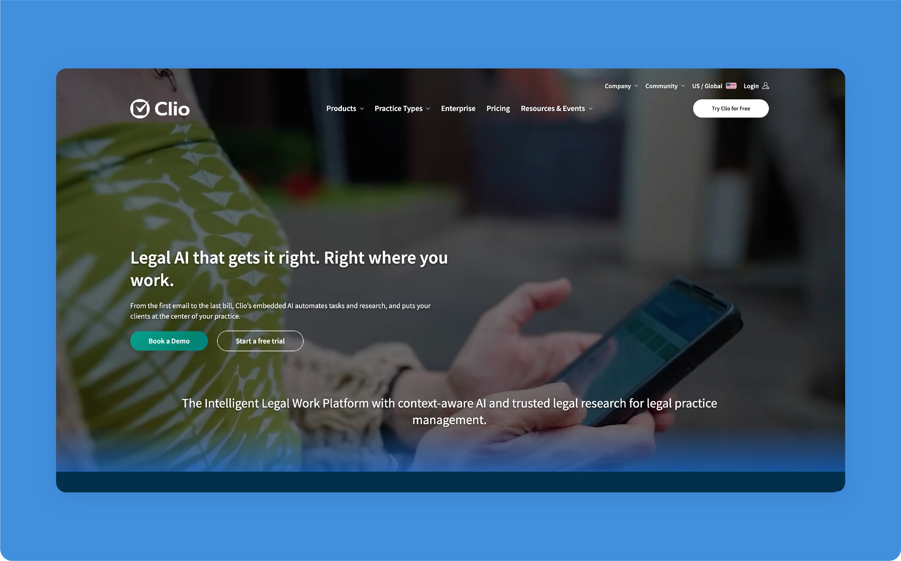 Clio homepage screenshot