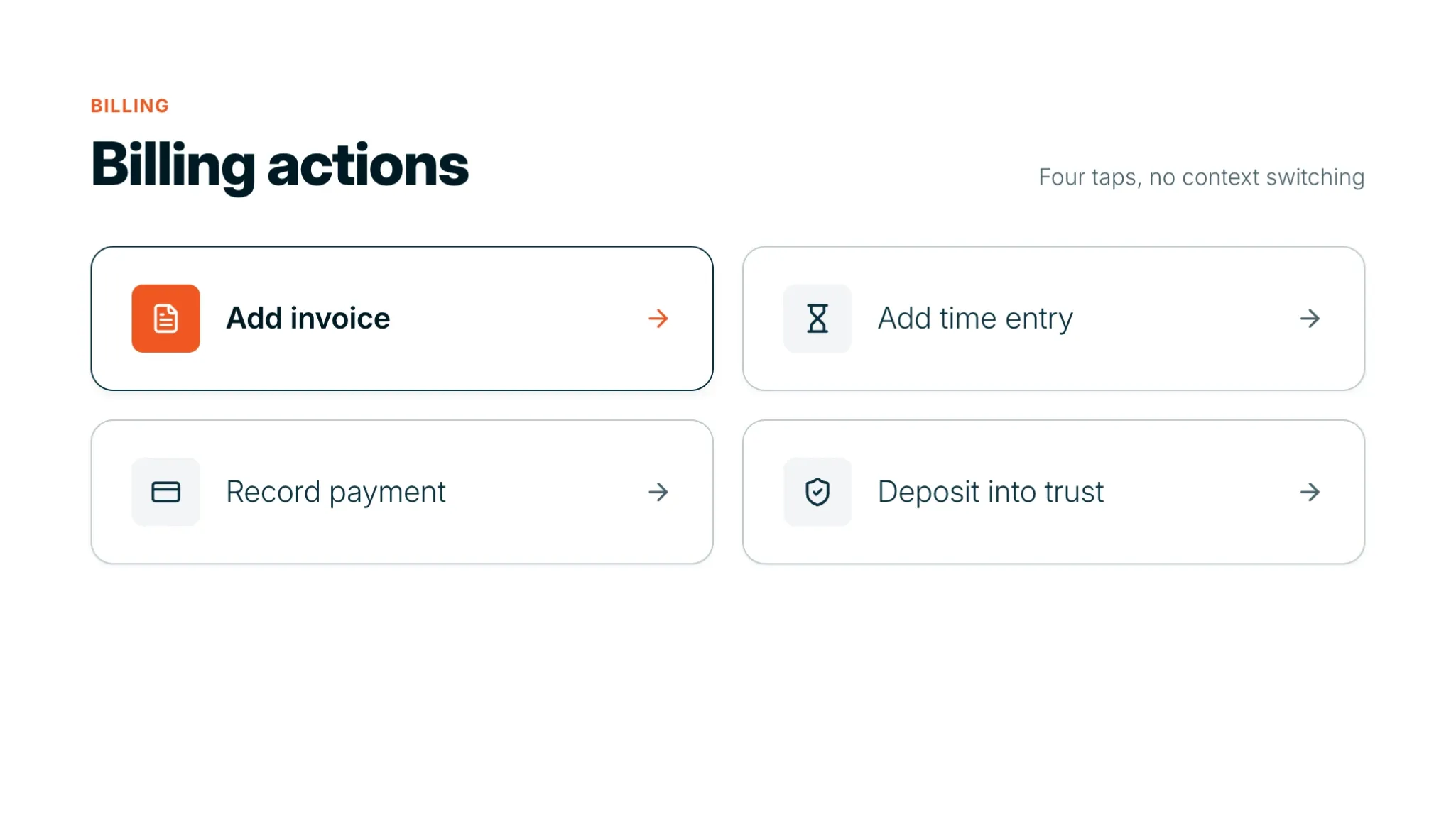 Billing Actions MyCase Dashboard Screenshot
