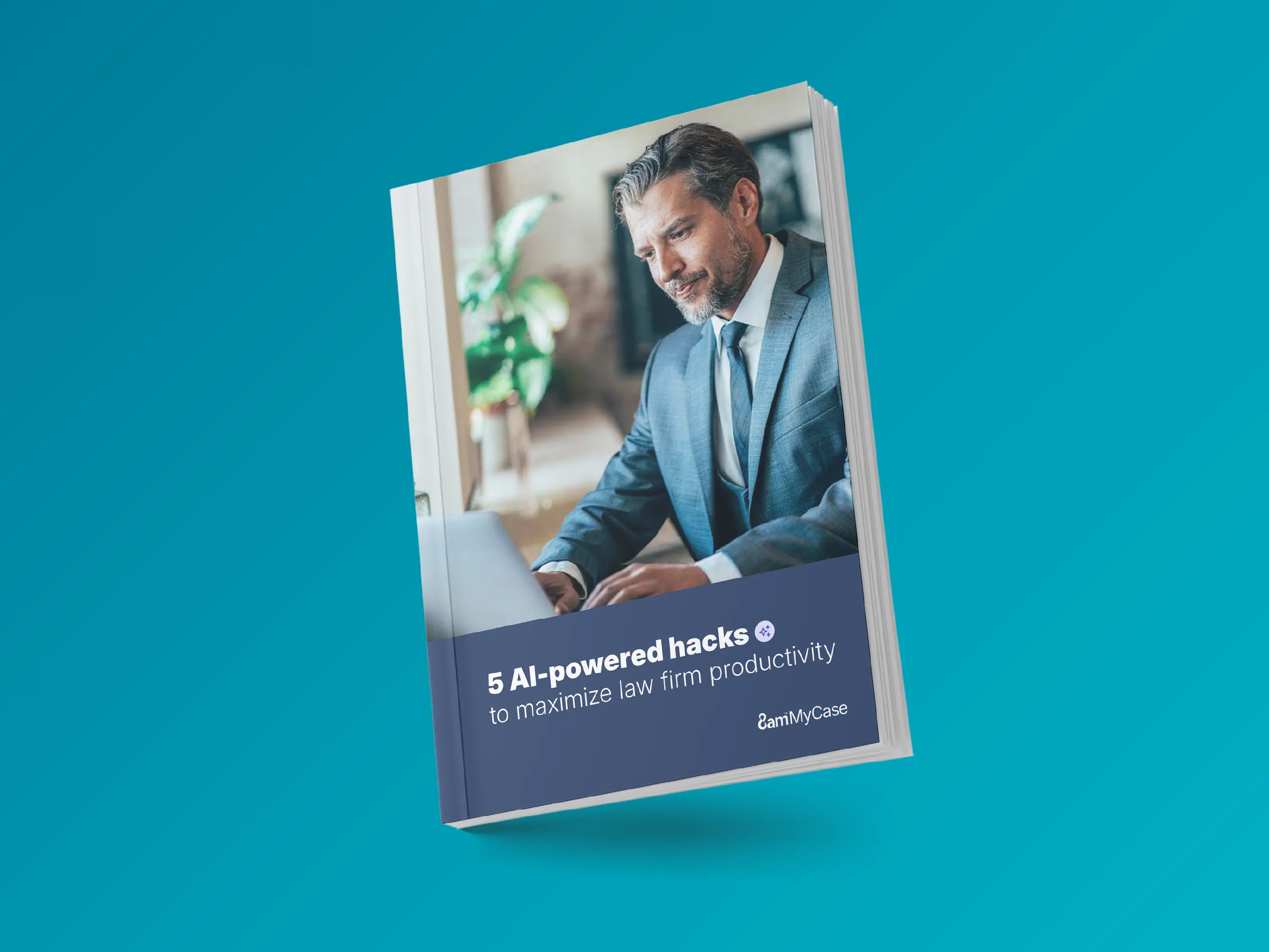 Guide titled “5 AI-powered hacks to maximize law firm productivity” showcasing legal workflow automation and law firm productivity software