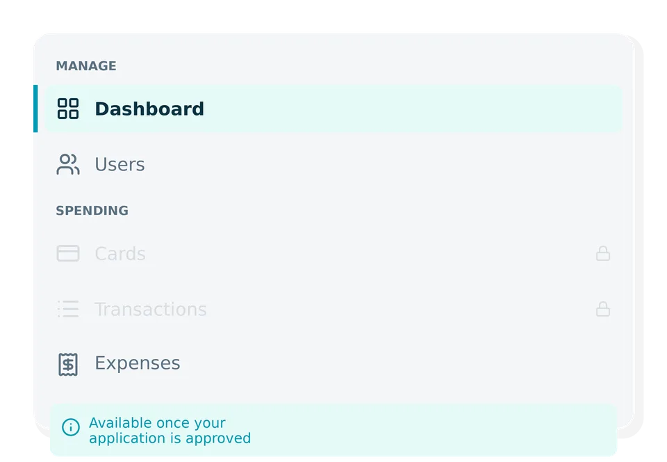 Cards and transactions on pre approved user ui