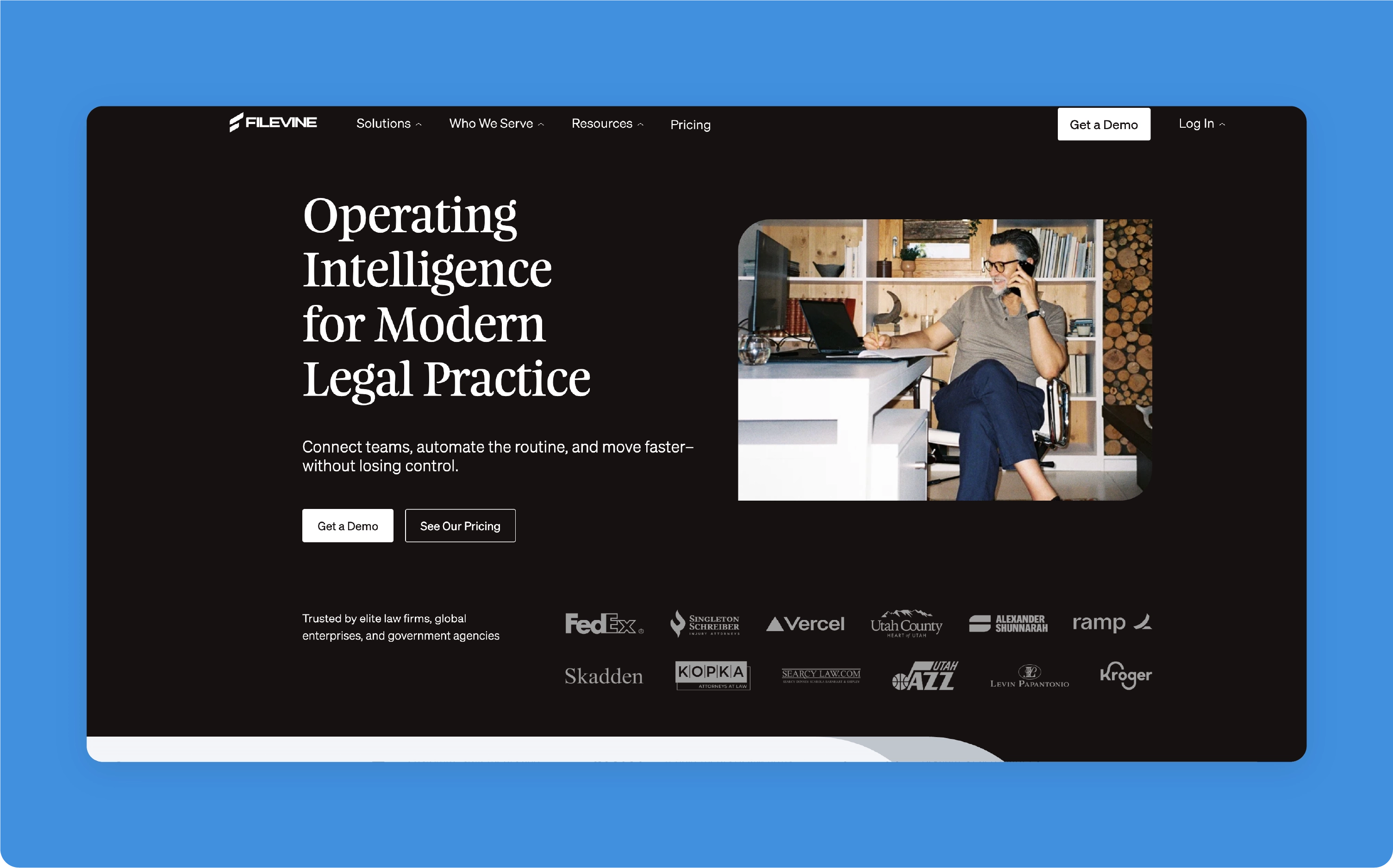 Filevine homepage screenshot