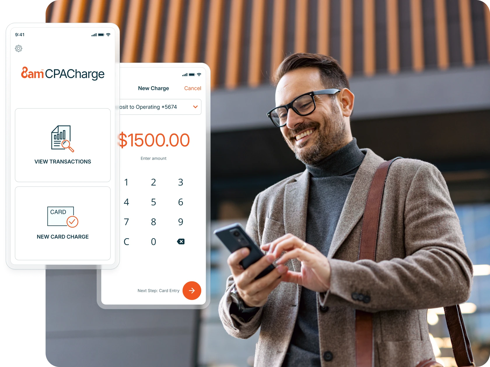 Person using a mobile phone showcasing the CPACharge mobile app