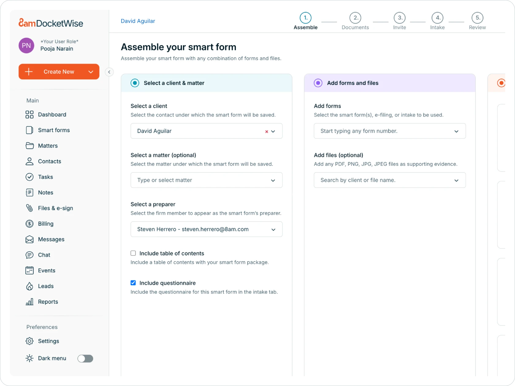8am DocketWise user interface