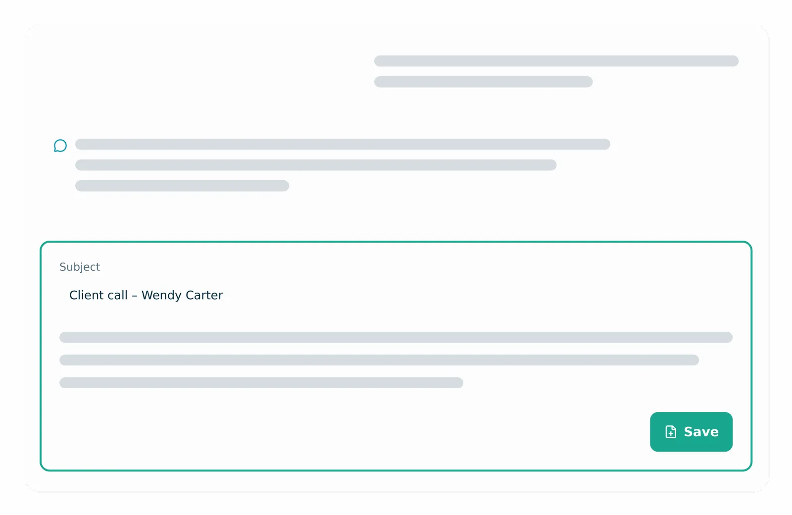 8am IQ chat panel showing a drafted case note with a Save to case note action and the case it will be saved to.