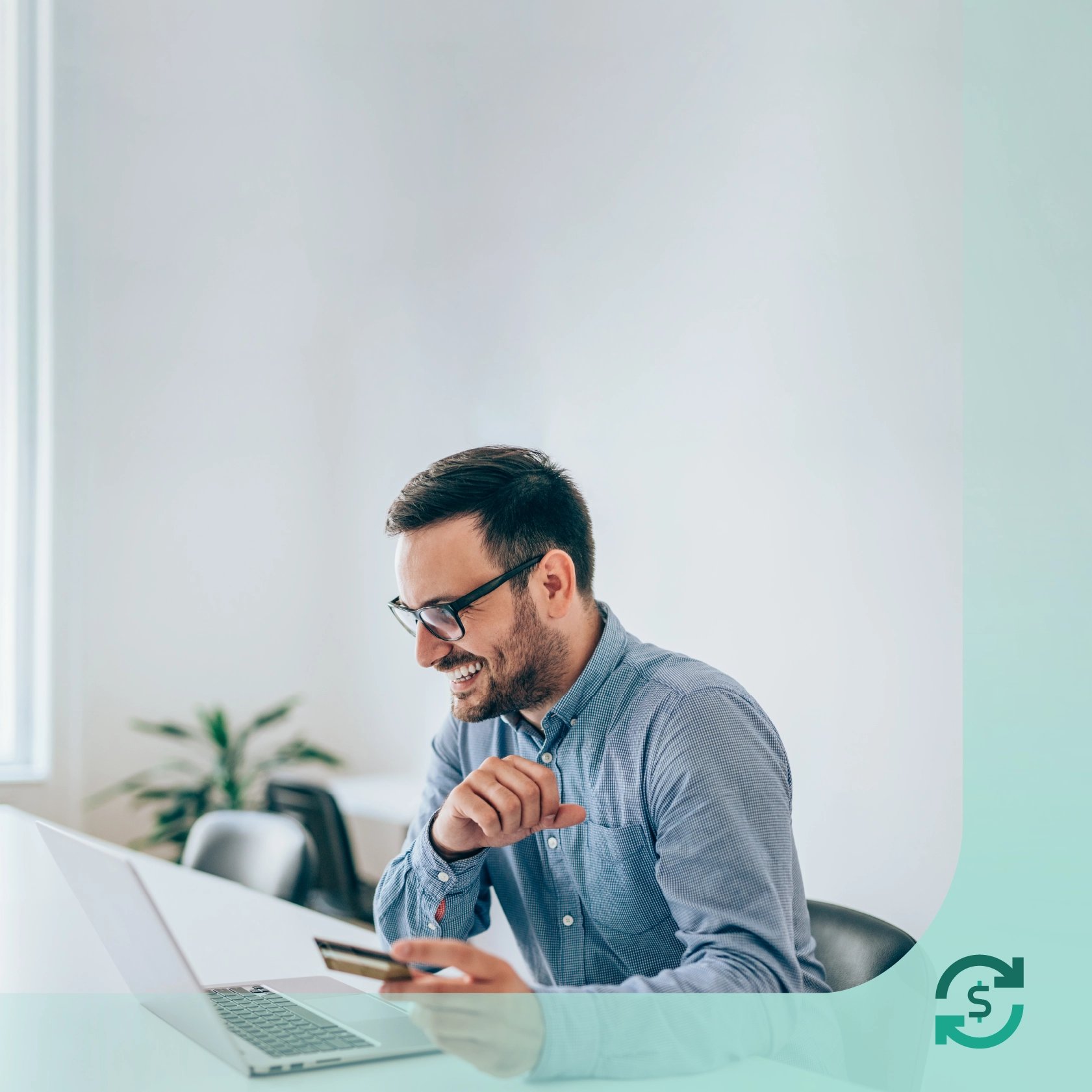 Man setting up recurring payments on a laptop
