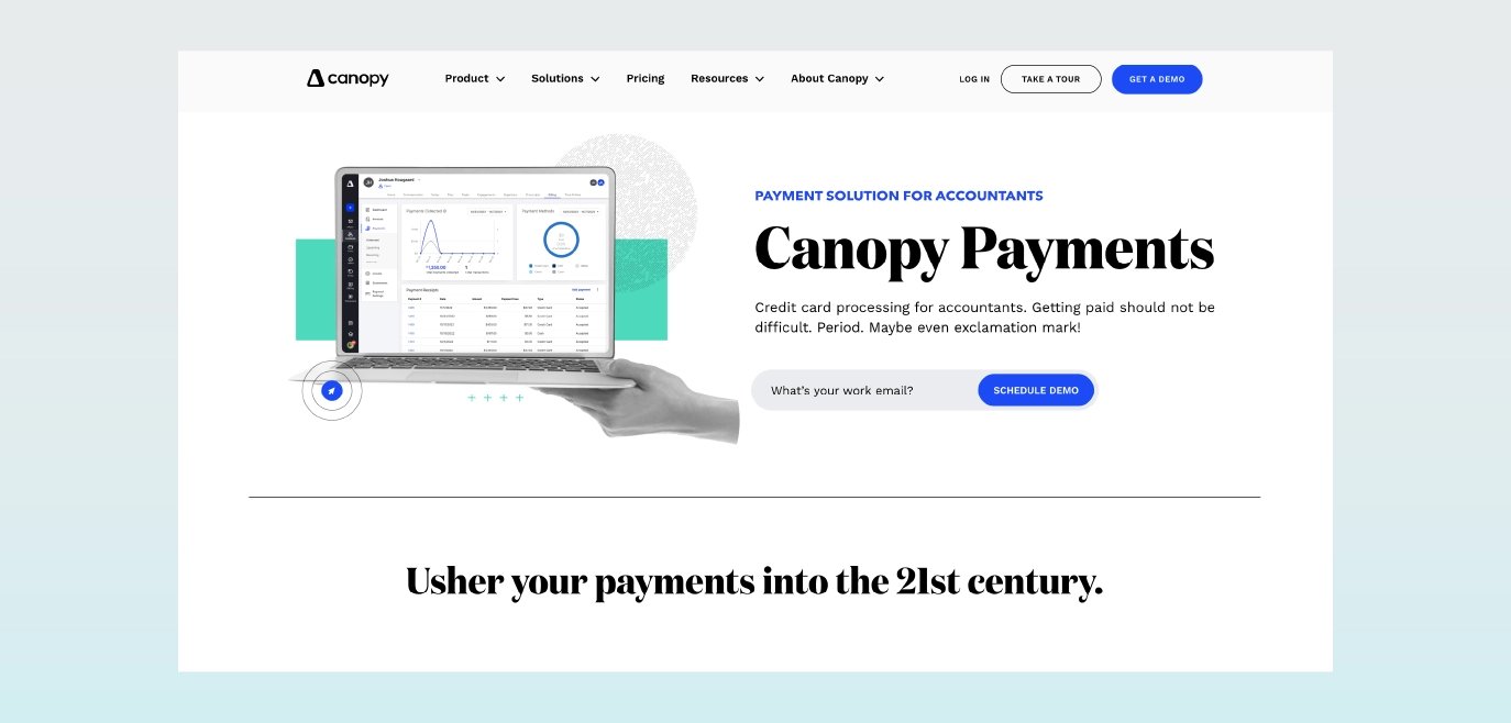 Canopy payments page screenshot