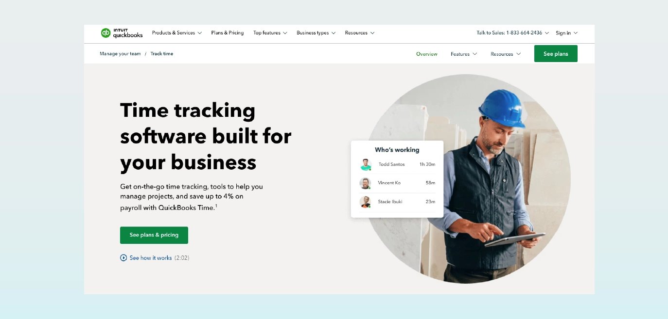 QuickBooks homepage screenshot