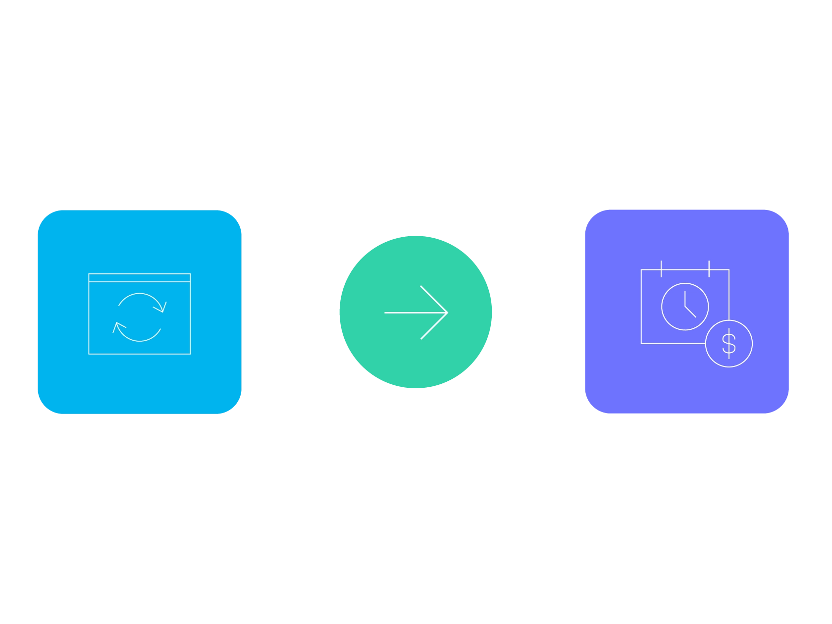 Icon illustration of a calendar turning into money, representing recovered meeting time converting into billable revenue