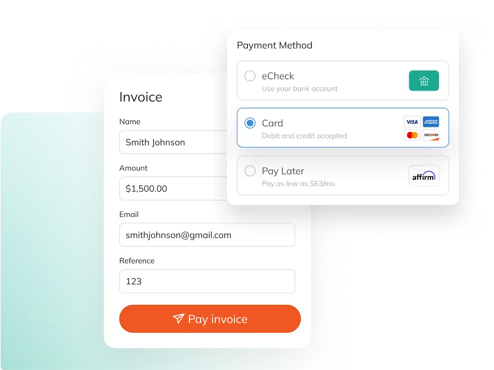  Built-in payment options product graphic