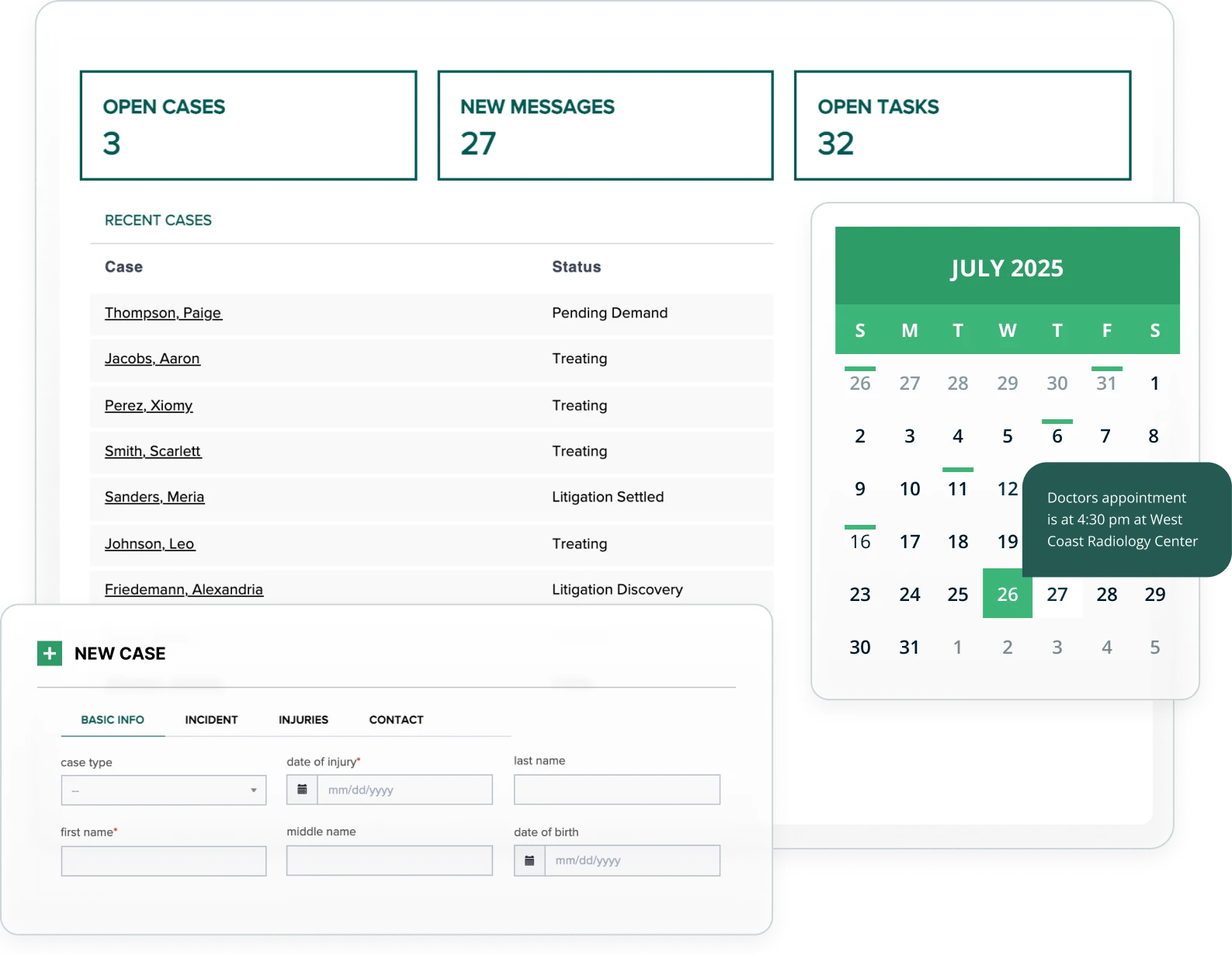CasePeer case management dashboard