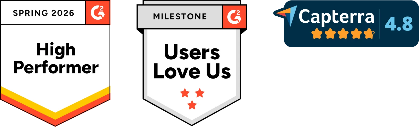 Docketwise earned badges for 2026 including G2 and Capterra