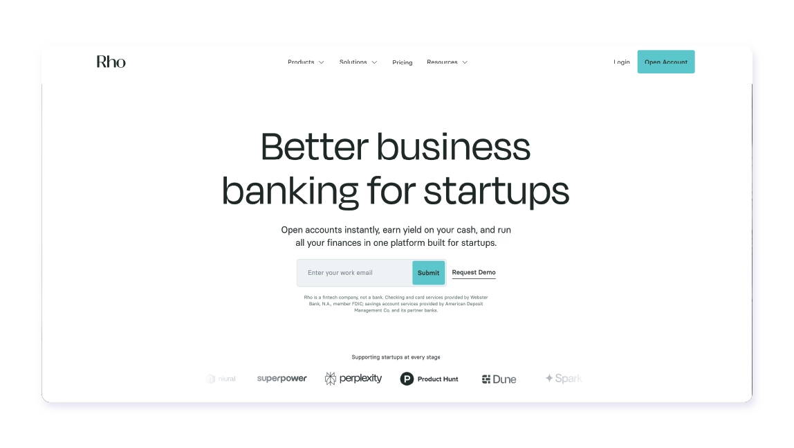 Rho homepage screenshot