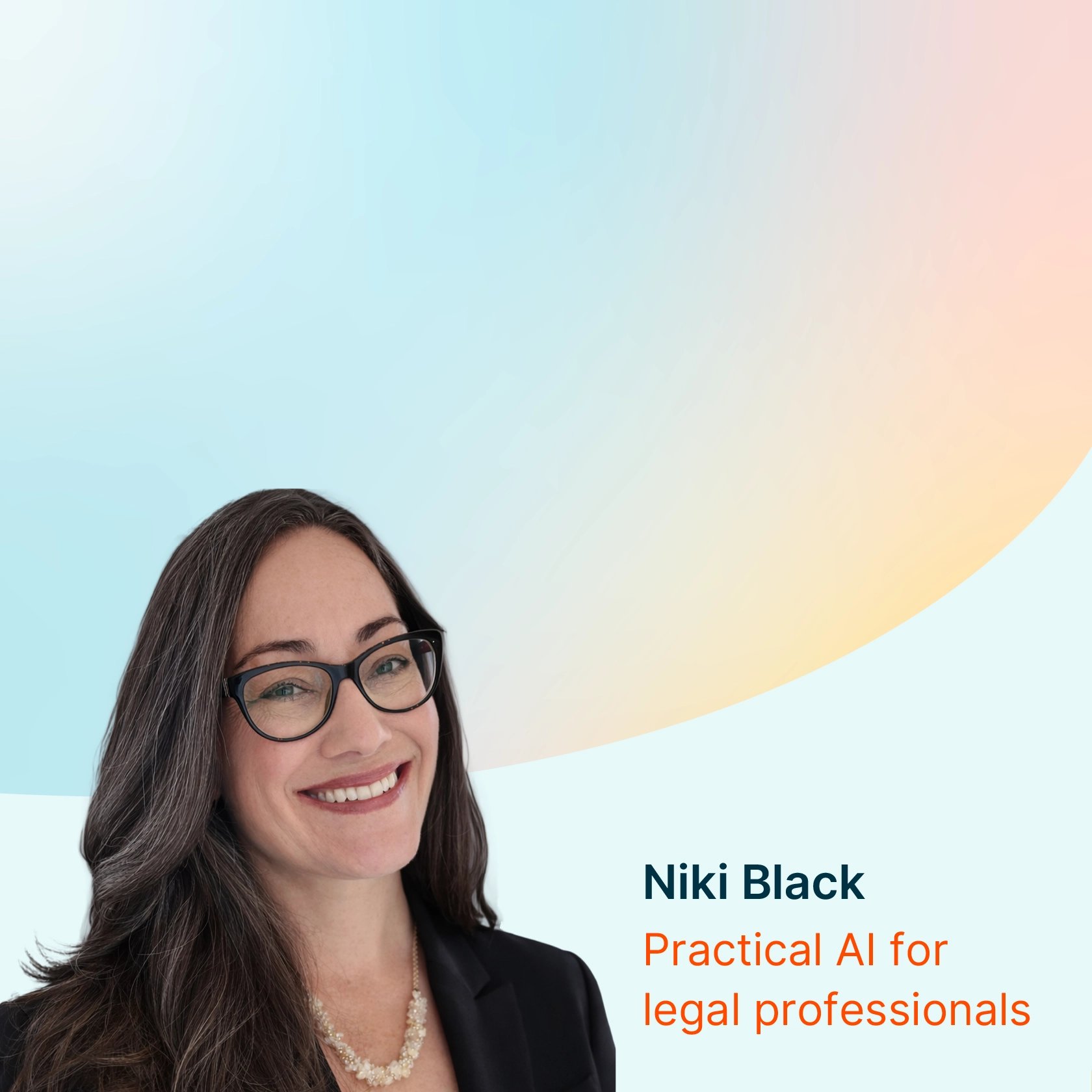 A headshot photo of Niki Black against a gradient background