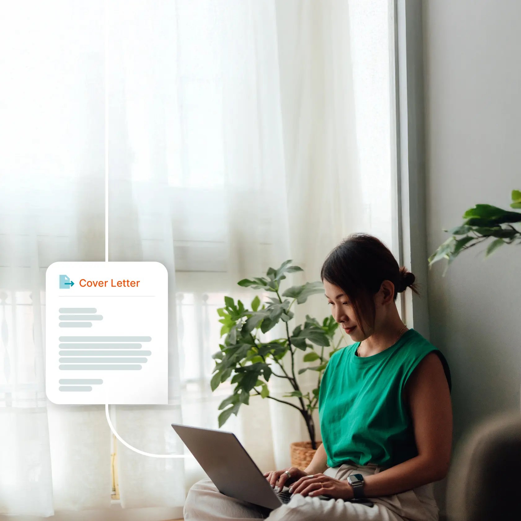 Lawyer reviewing cover letter on laptop