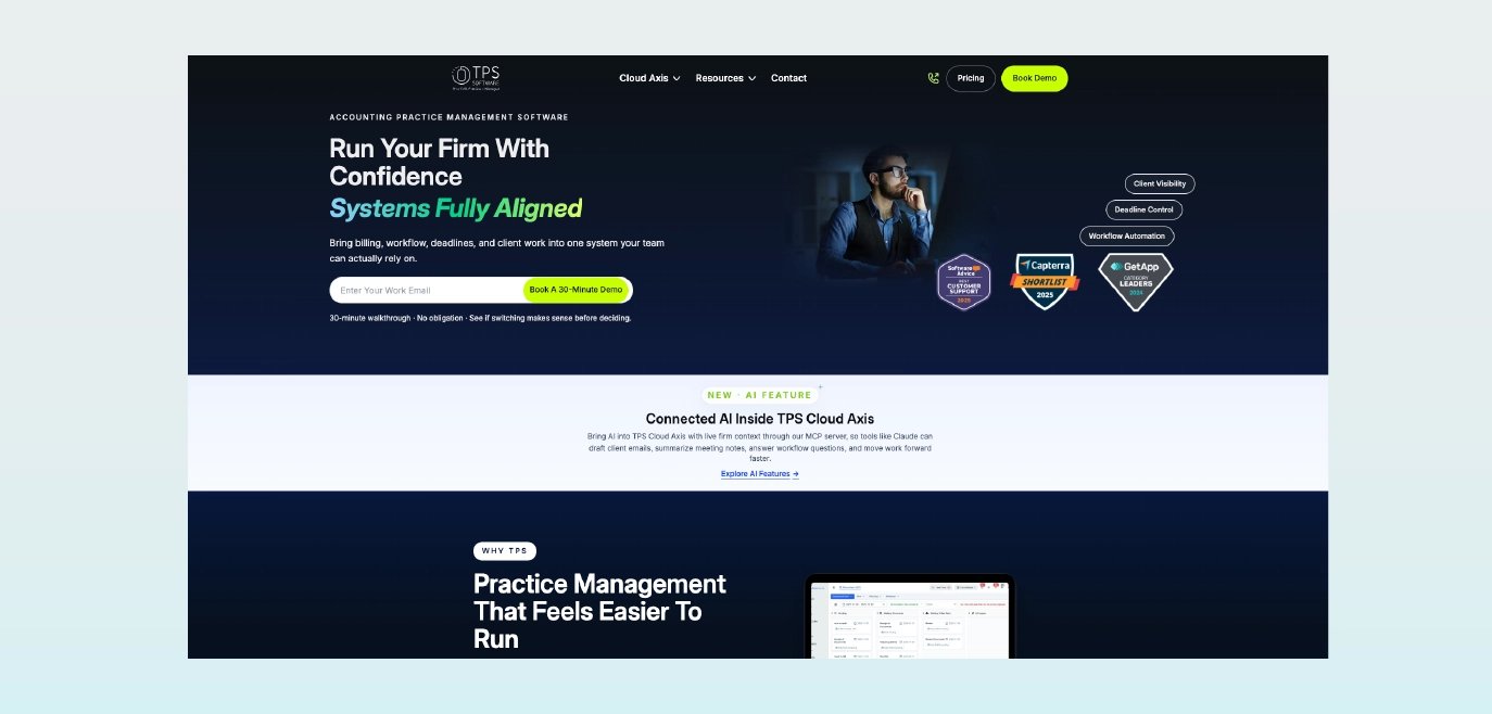 TPS software homepage screenshot