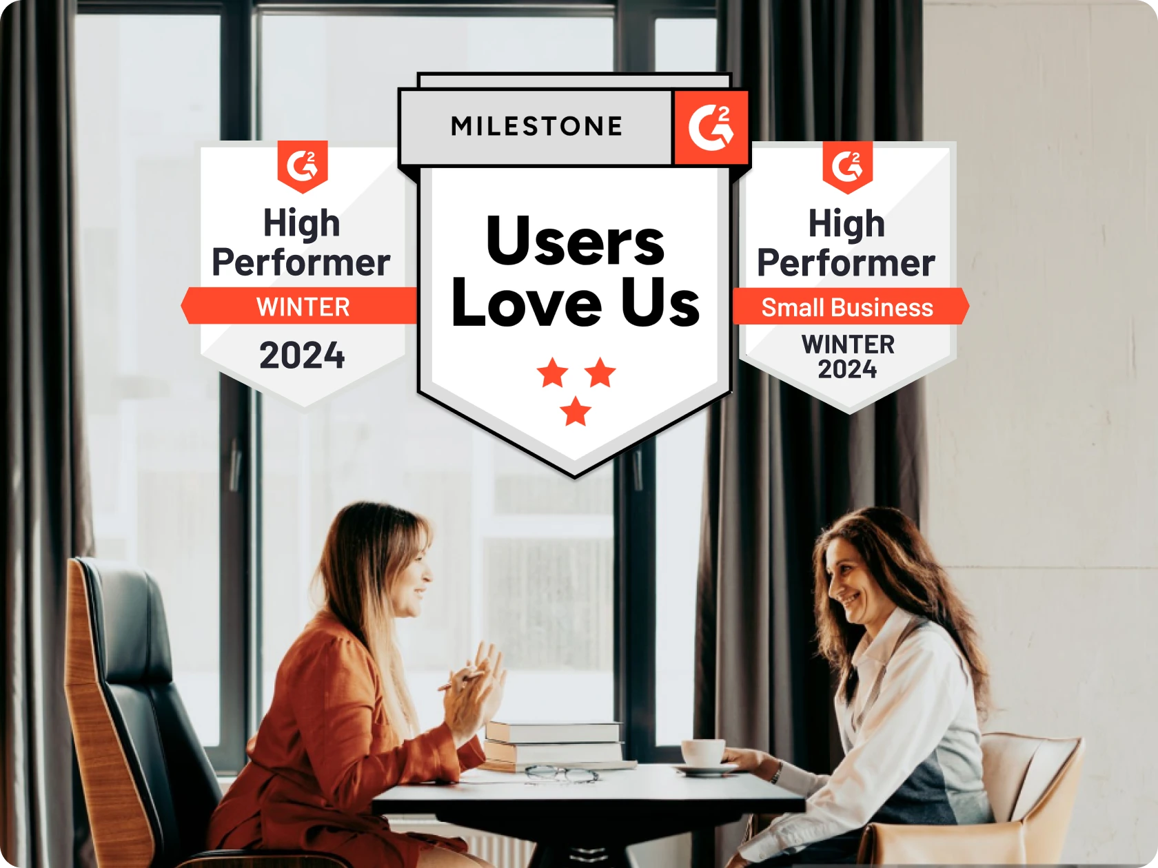 G2 Badges: High Performer Winter 2024; Milestone - Users Love Us; High Performer Small Business Winter 2024