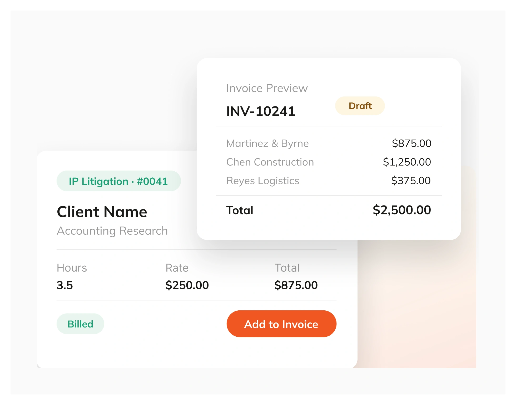 Time and billing sync product graphic