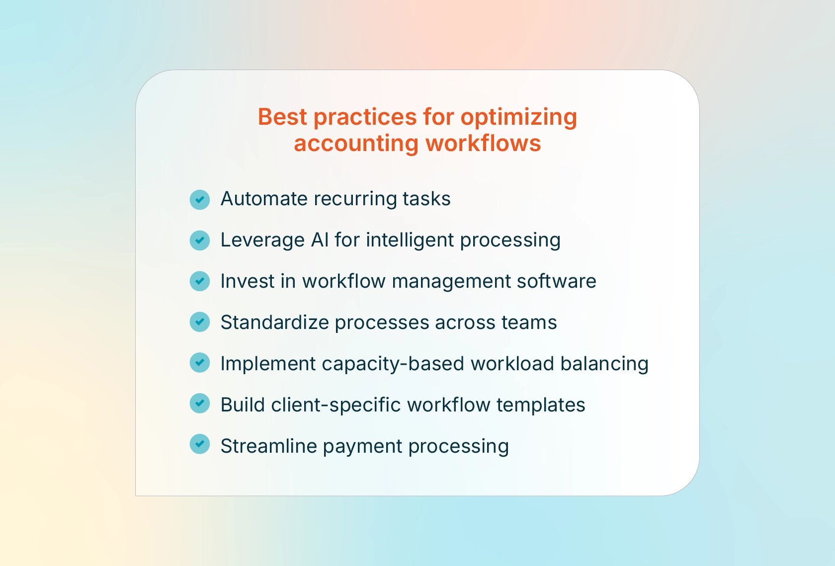 Best practices for optimizing accounting workflows checklist