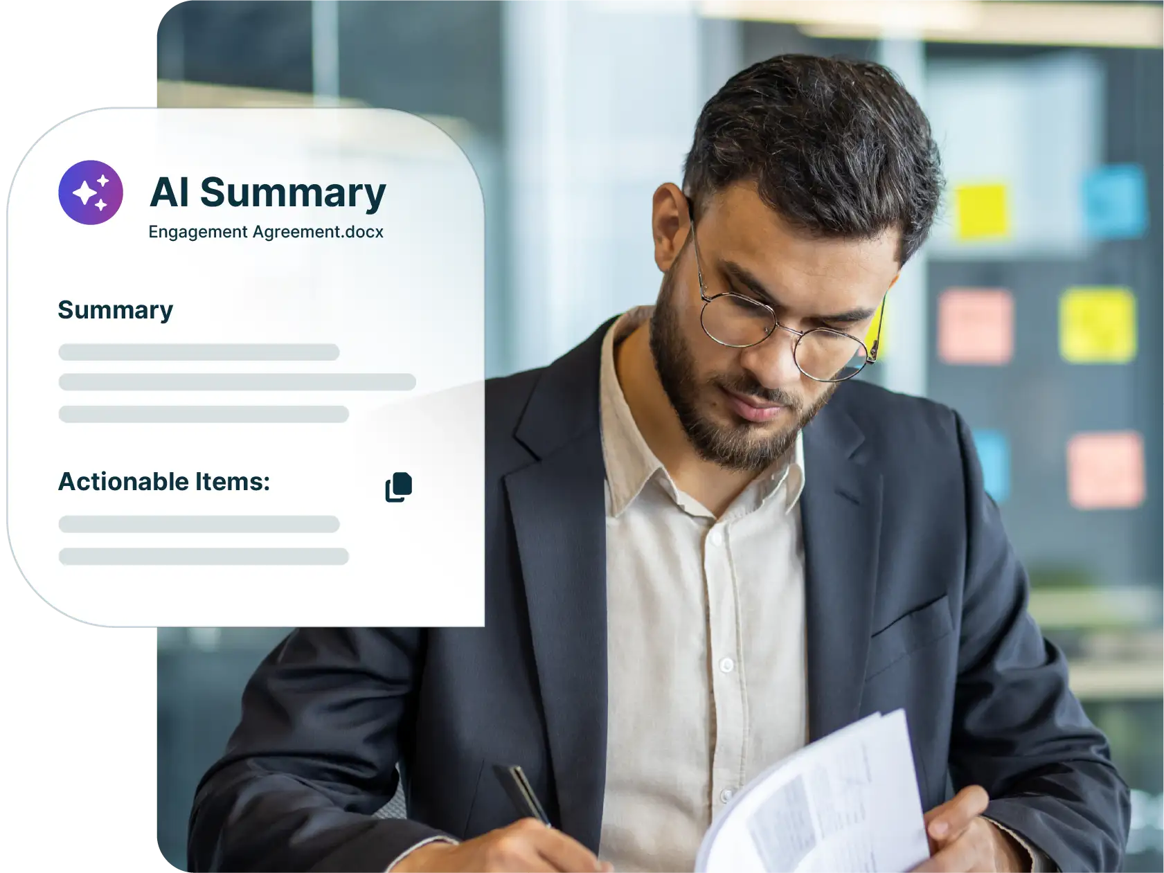 Image showing contract and document review software